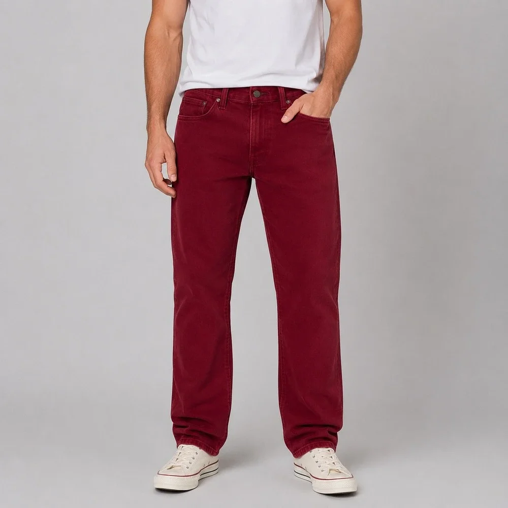 Levis 511 Jeans Mens 32x34 Burgundy Wine Red Slim Fit Stretch Denim Pants 32x32
